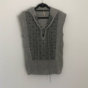 Free People Knit Sleeveless Hoodie Vest